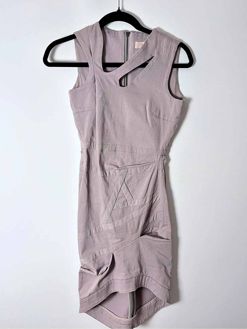 Preen Line Mauve Asymmetric Cutout Stretch Cotton Dress Small